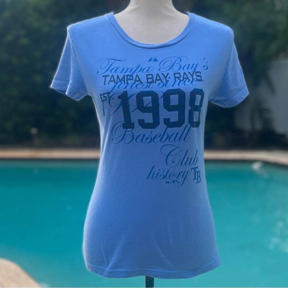 🏈Majestic Woman’s Blue Tampa Bay Ray’s T-Shirt Size M